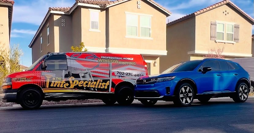 The Tint Specialist - blue Honda SUV mobile window tinting Henderson The Tint Specialist - blue Honda SUV mobile window tinting Henderson