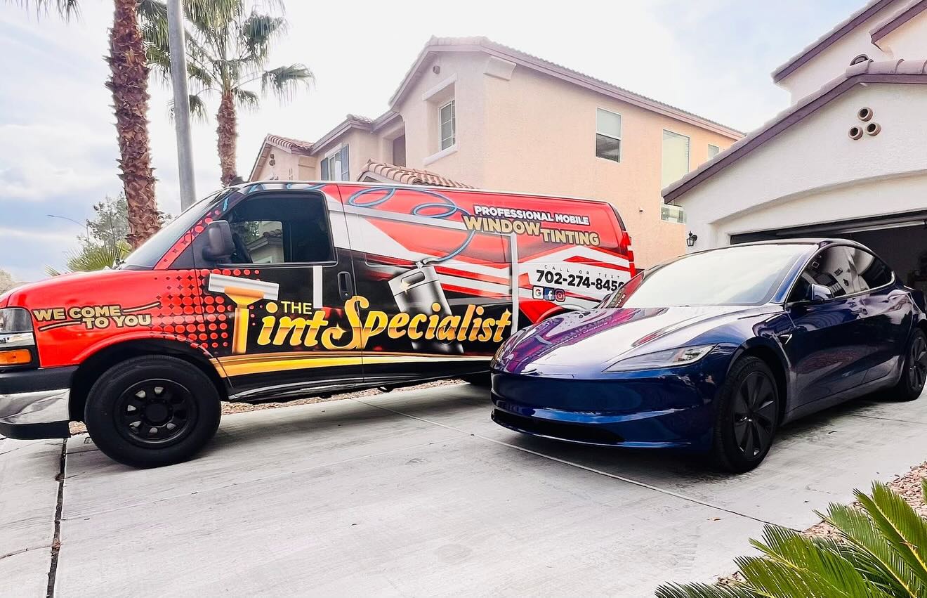 The Tint Specialist - Tesla Model 3 window tint installed at a Las Vegas home The Tint Specialist - Tesla Model 3 window tint installed at a Las Vegas home