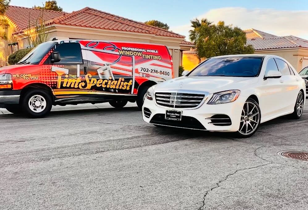 The Tint Specialist - Mercedes-Benz S-Class window tint at sunset in Las Vegas The Tint Specialist - Mercedes-Benz S-Class window tint at sunset in Las Vegas